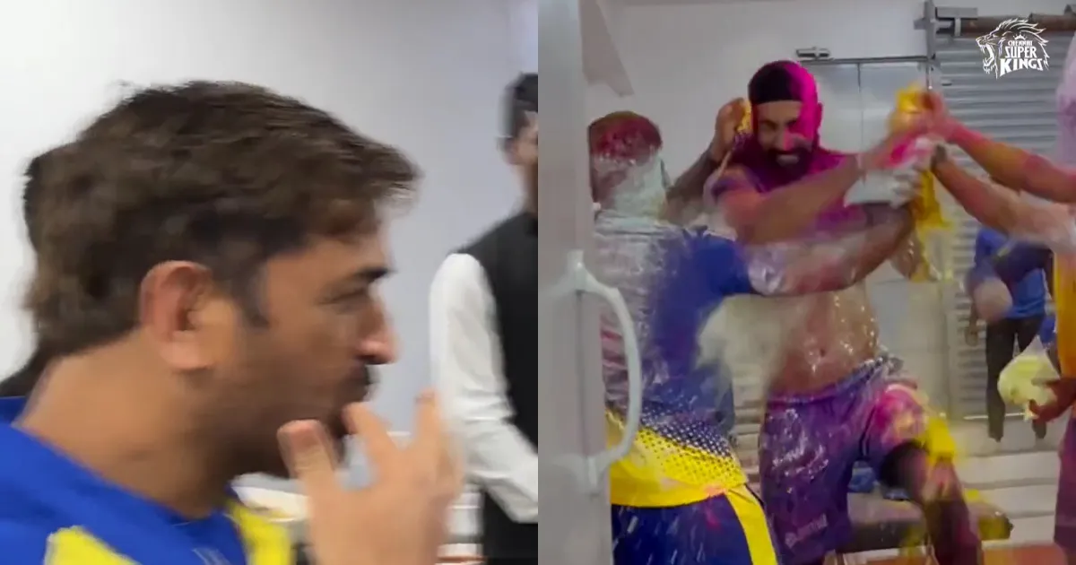 सीएसके के खिलाड़ियों ने एक-दूसरे को जमकर लगाया रंग