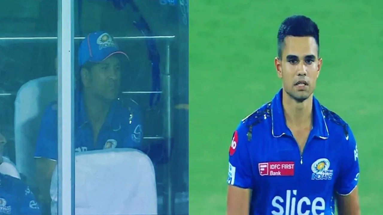 Arjun Tendulkar | अर्जुन तेंडुलकर याची गेमचेंजिग ओव्हर, बाप सचिन तेंडुलकर याचा उर भरून आला - Marathi News | Ipl 2023 srh vs mi mumbai indians sachin tendulkar happy after arjun tendulkar