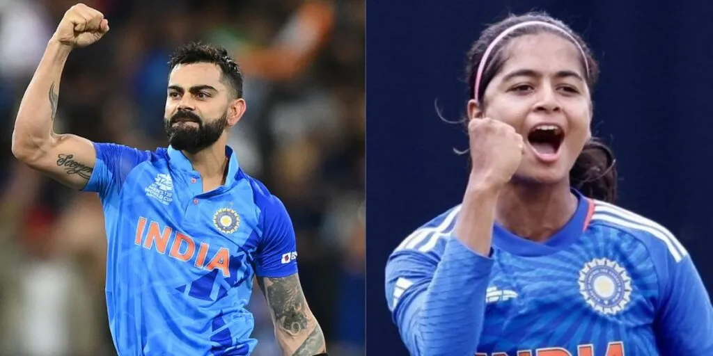 Indian women cricketer Shreyanka Patil celebrates like Virat Kohli