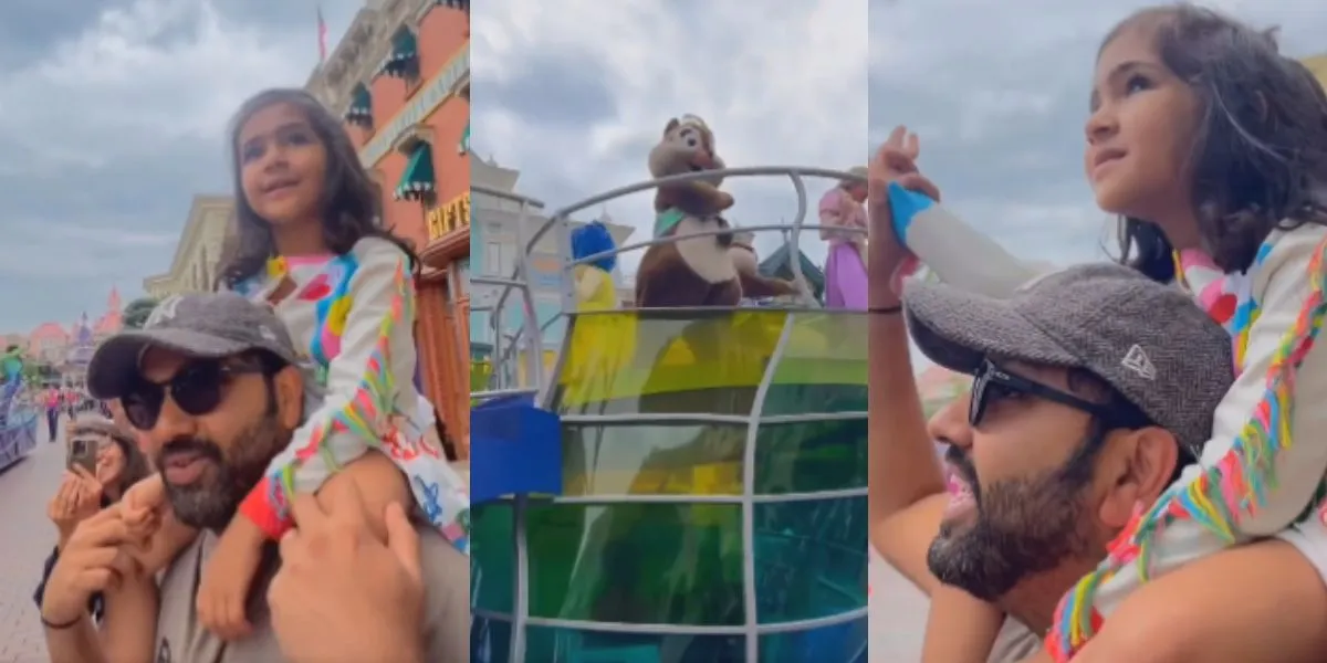 Rohit sharma enjoying holiday with daughter and wife video gone viral
