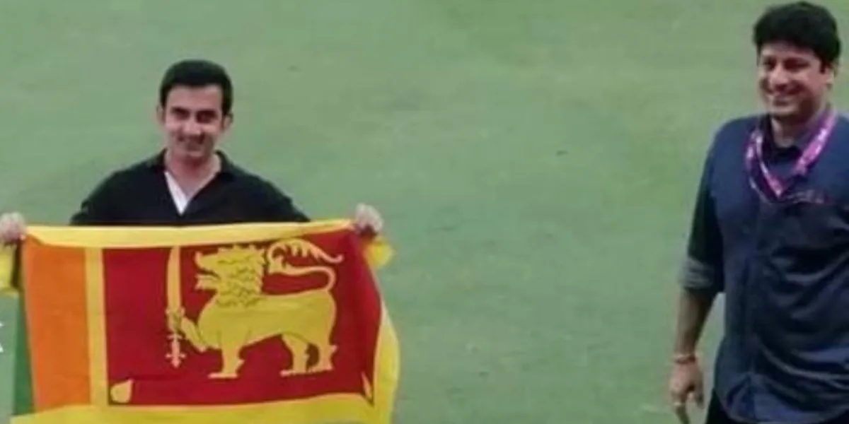 Gautam Gambhir with Sri Lanka flag