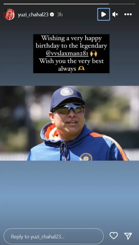  Yuzvendra Chahal wishes VVS Laxman on his birthday 