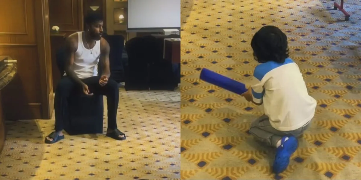 Hardik Pandya with his son