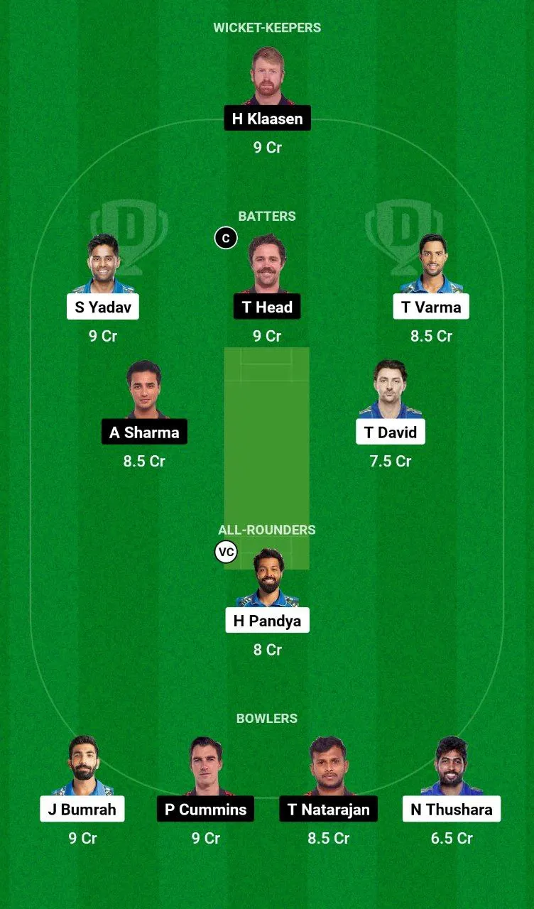 MI vs SRH Dream11 Team