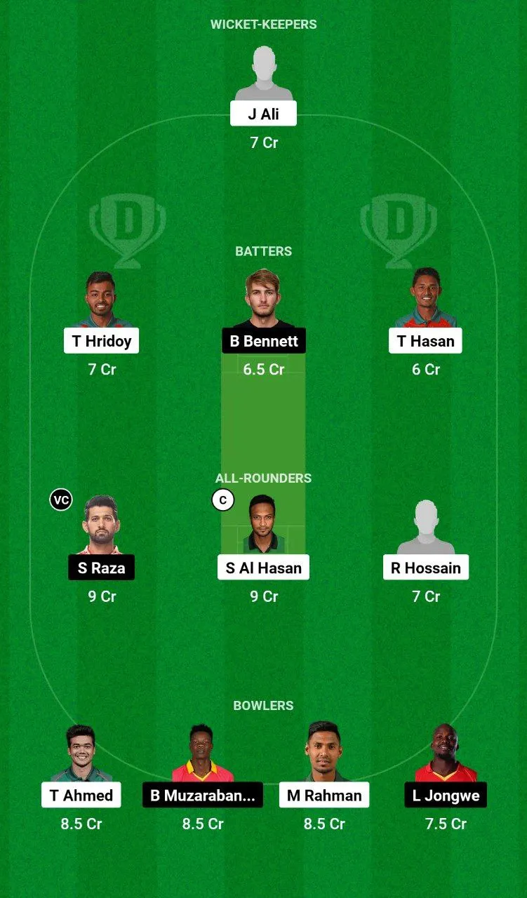 BAN vs ZIM Dream11 Team