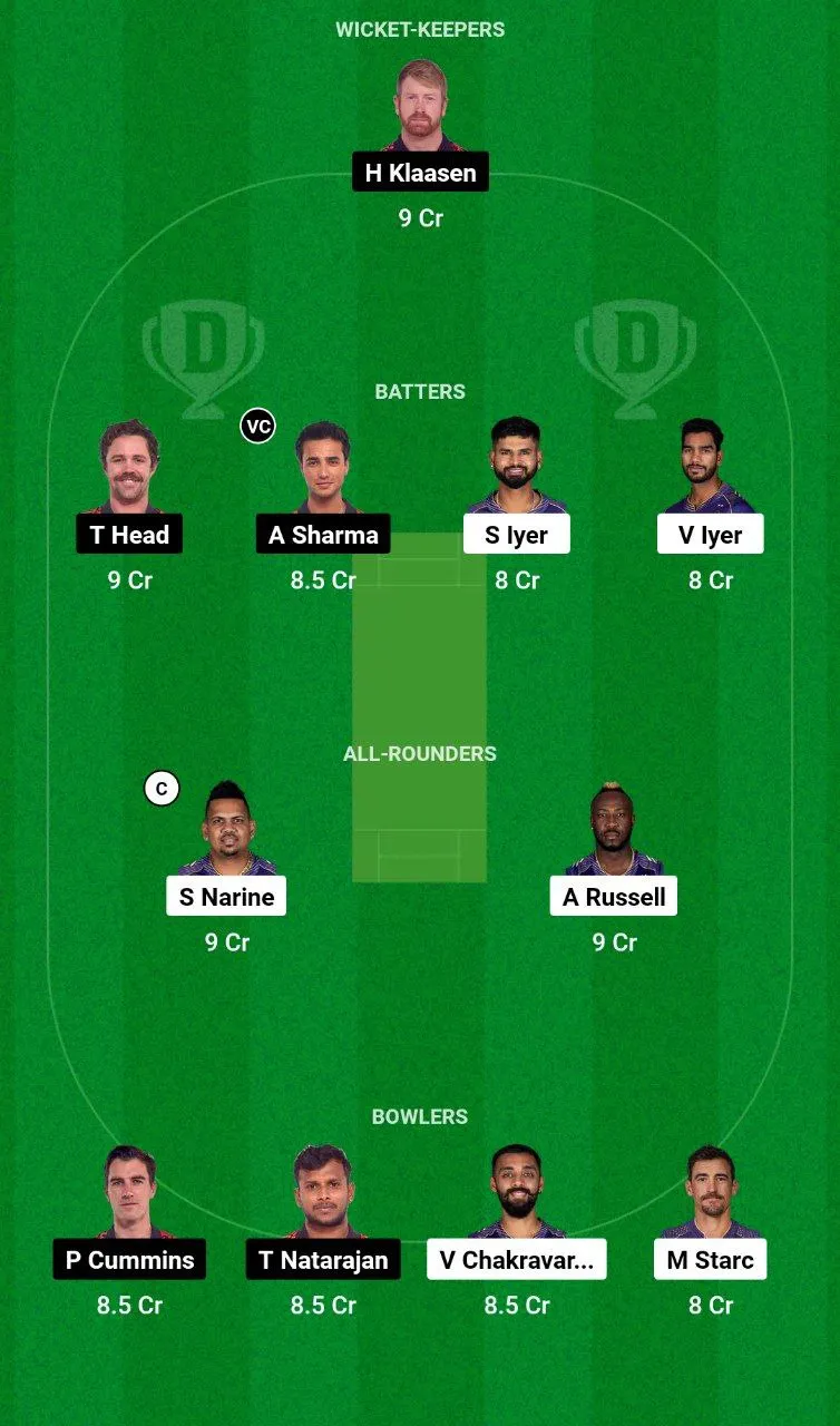 KKR vs SRH Dream11 Team