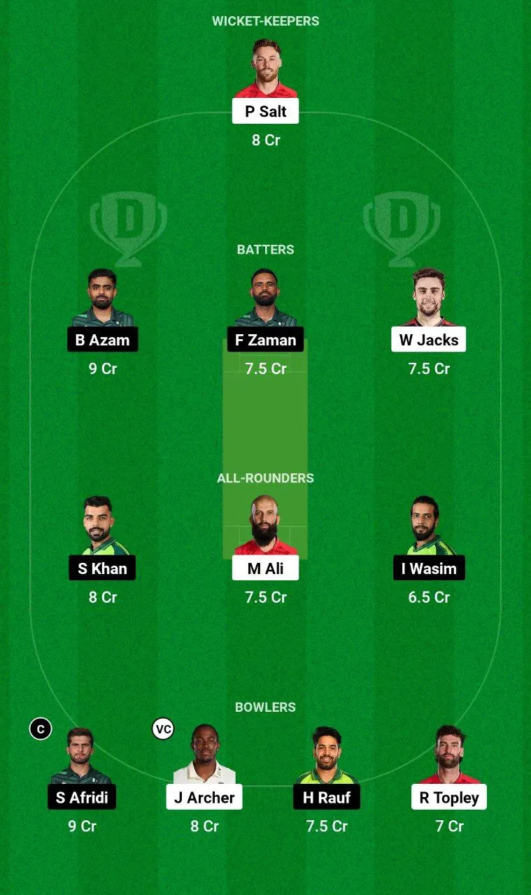 ENG vs PAK Dream11 Team