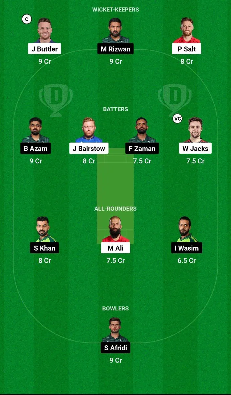 ENG vs PAK Dream11 Team 1