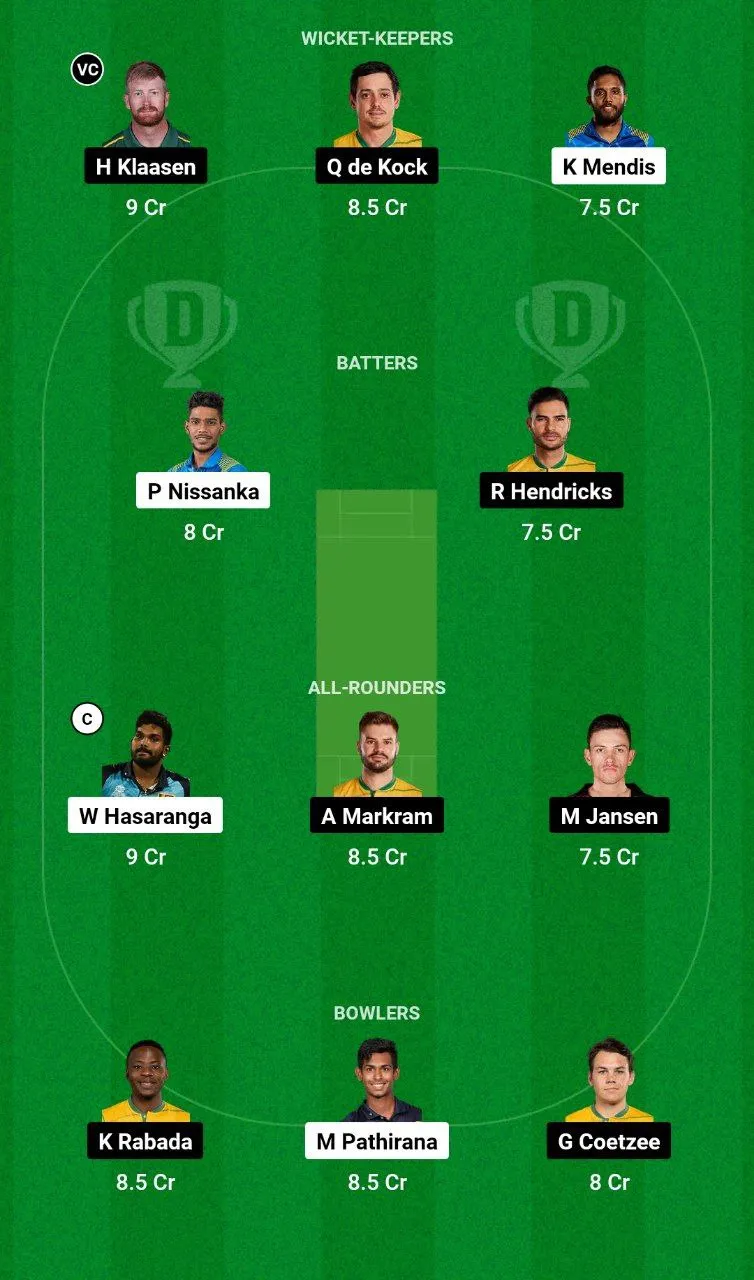 SL vs SA Dream11 Team 1