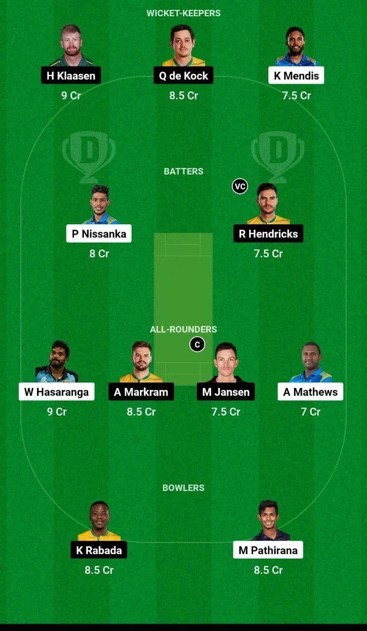 SL vs SA Dream11 Team 2