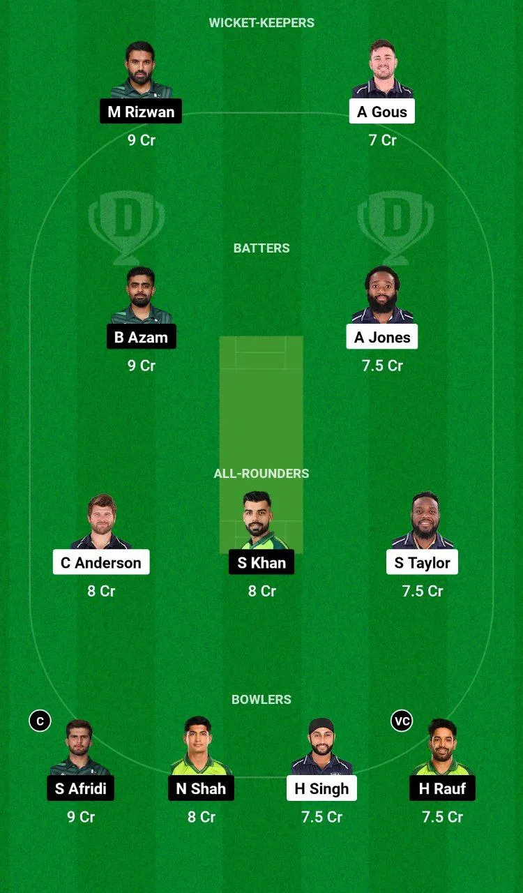 USA vs PAK Dream11 Team 1