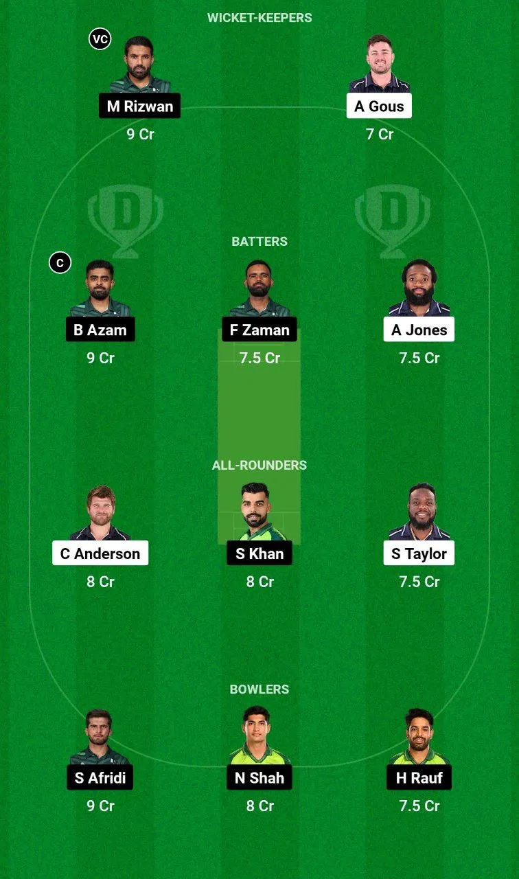 USA vs PAK Dream11 Team 2
