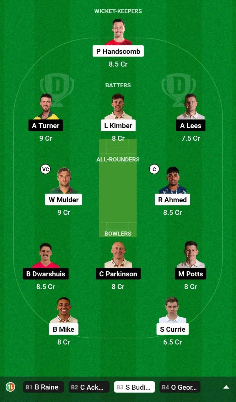 LEI vs DUR Dream11 Team 1