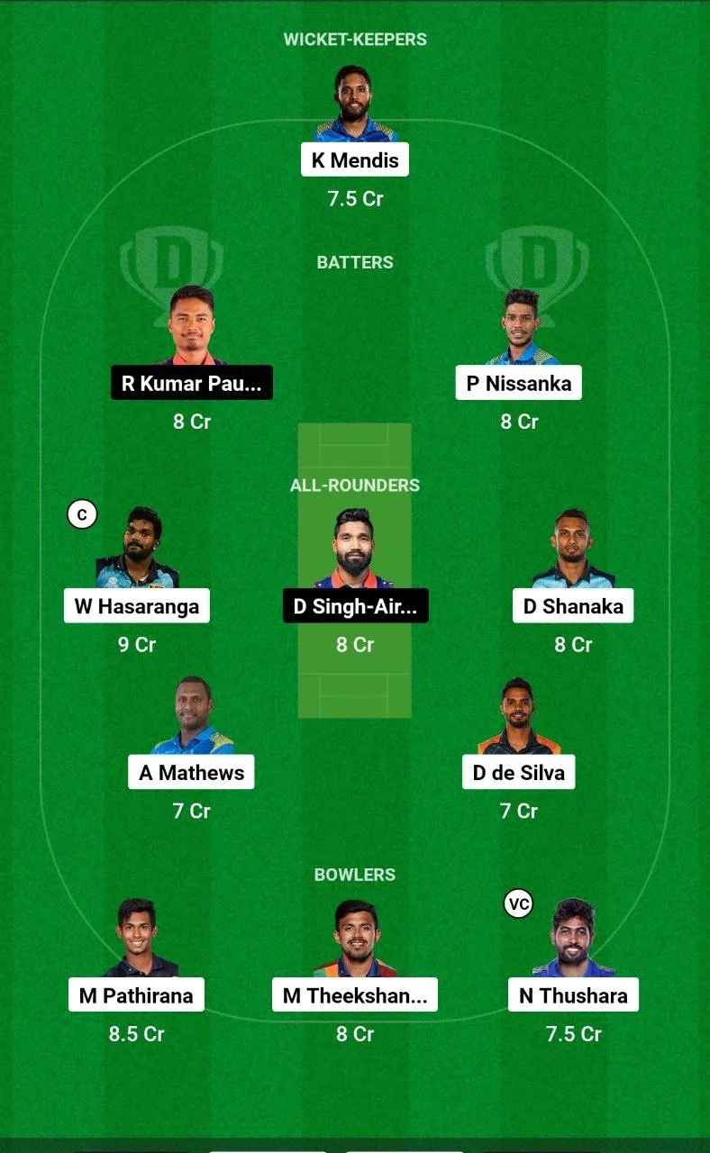 SL vs NEP Dream11 Team 