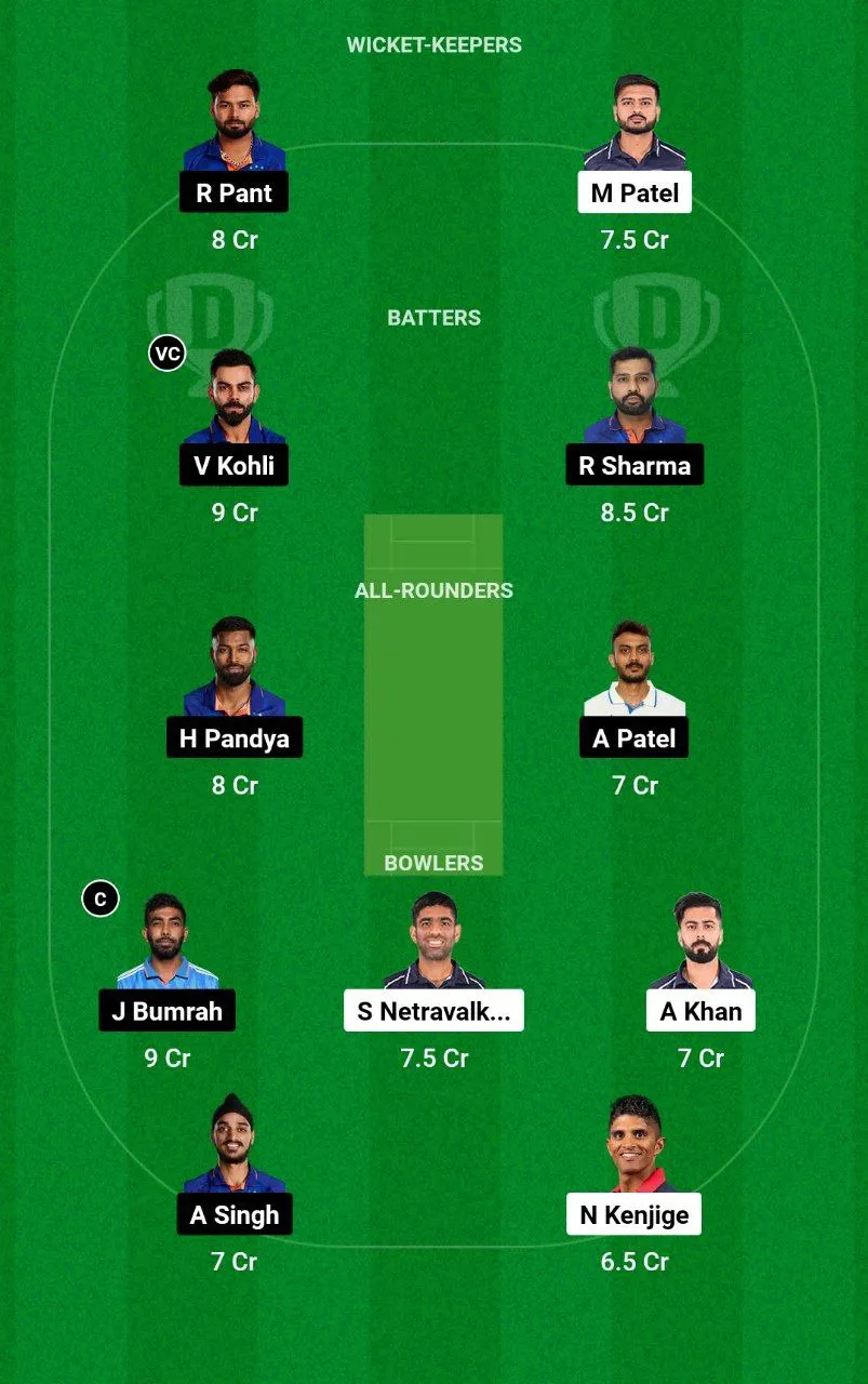 USA vs IND Dream11 Team