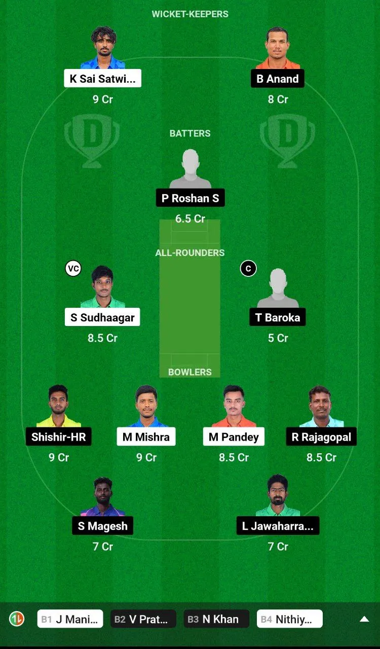 WAR vs ROY ड्रीम11 टीम 1