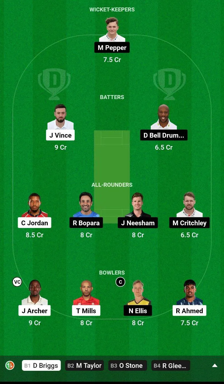 SOB vs LNS Dream11 Team