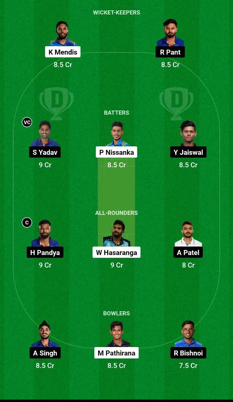 SL vs IND Dream11 Team