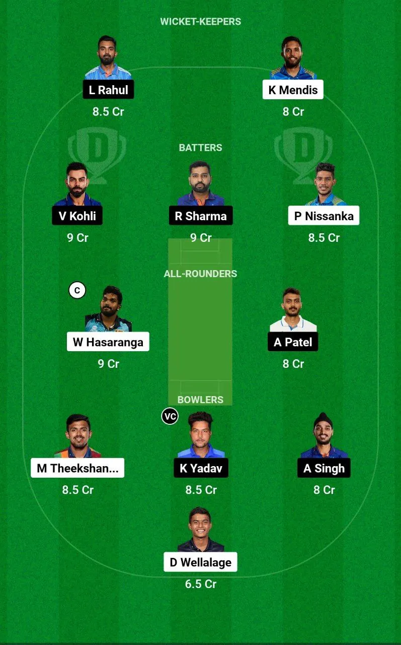SL vs IND Dream11 Team