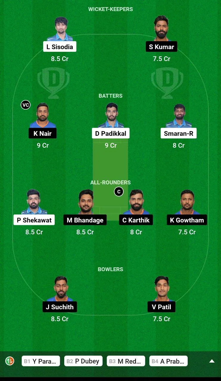 GMY vs MW Dream11 Team