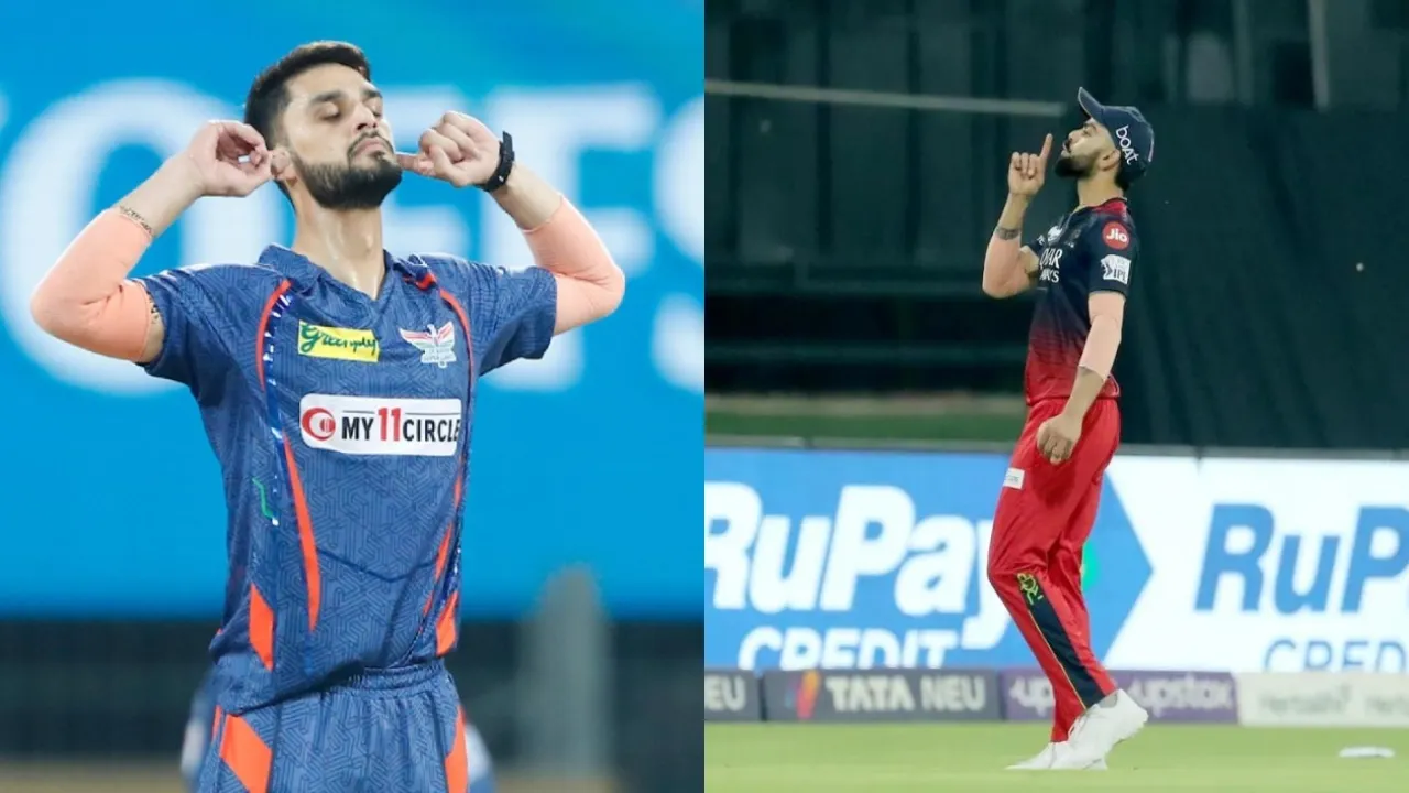 Naveen-ul-Haq and Virat Kohli
