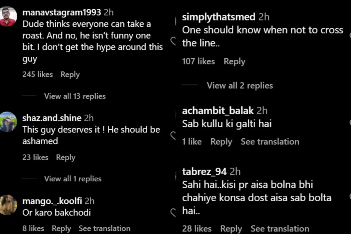 Comments About Kusha Kapila and Samay Raina