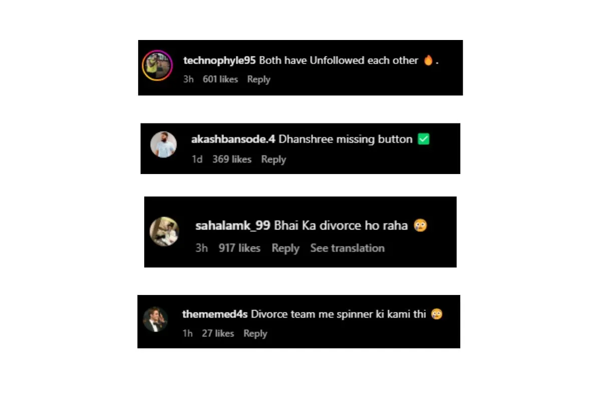 Yuzi Chahal Comments Section