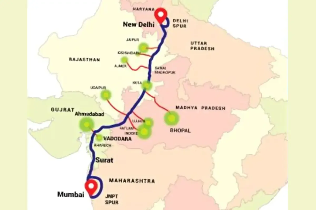 Road Map of Delhi Mumbai Expressway