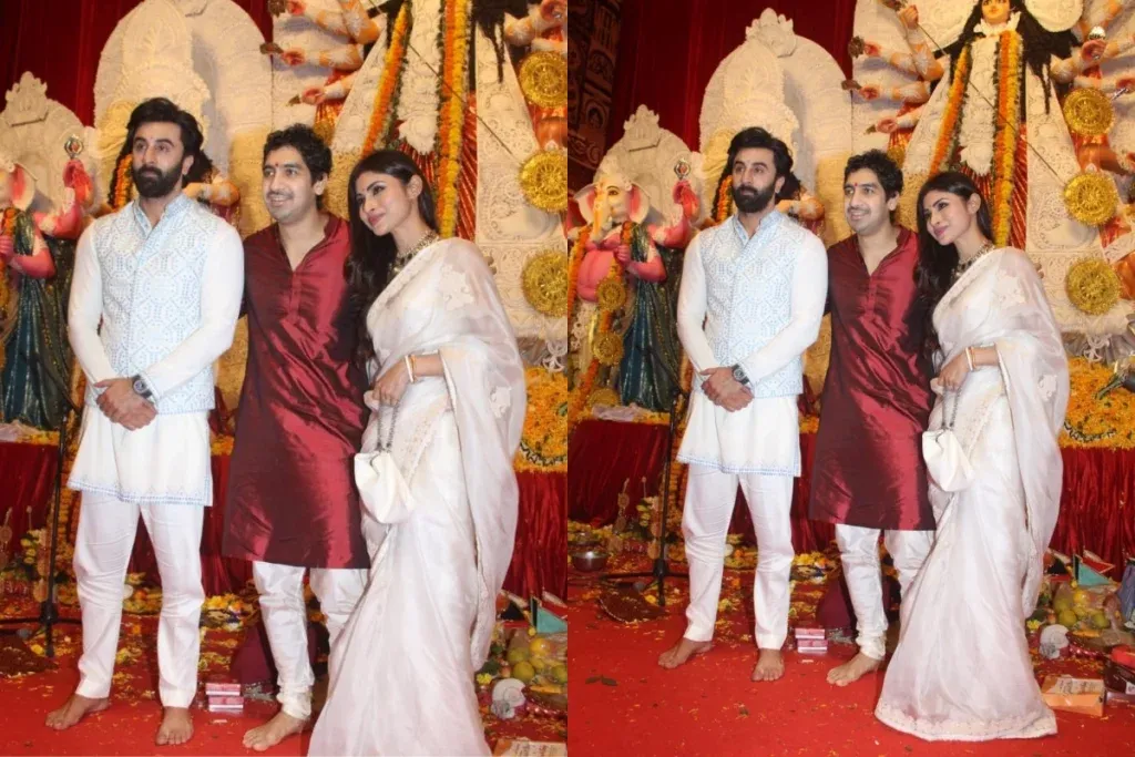 Ranbir Kapoor, Ayan, Mouni Roy at Durga Puja