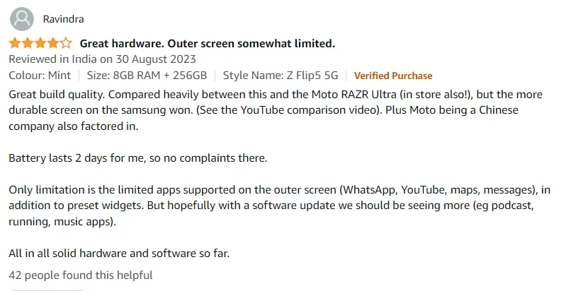 User Review On Amazon 