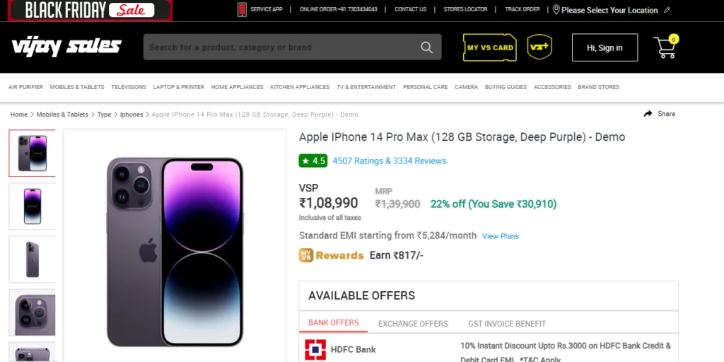Vijay Sales iPhone 14 Pro Max Discounts 