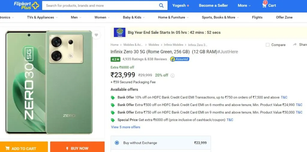 Flipkart Sale: Infinix Zero 30 5G