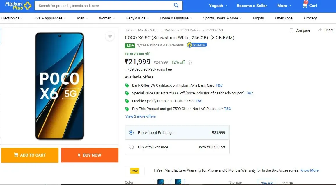 Flipkart Sale POCO X6 5G