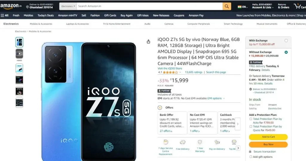 Amazon Discount on iQOO Z7 5G