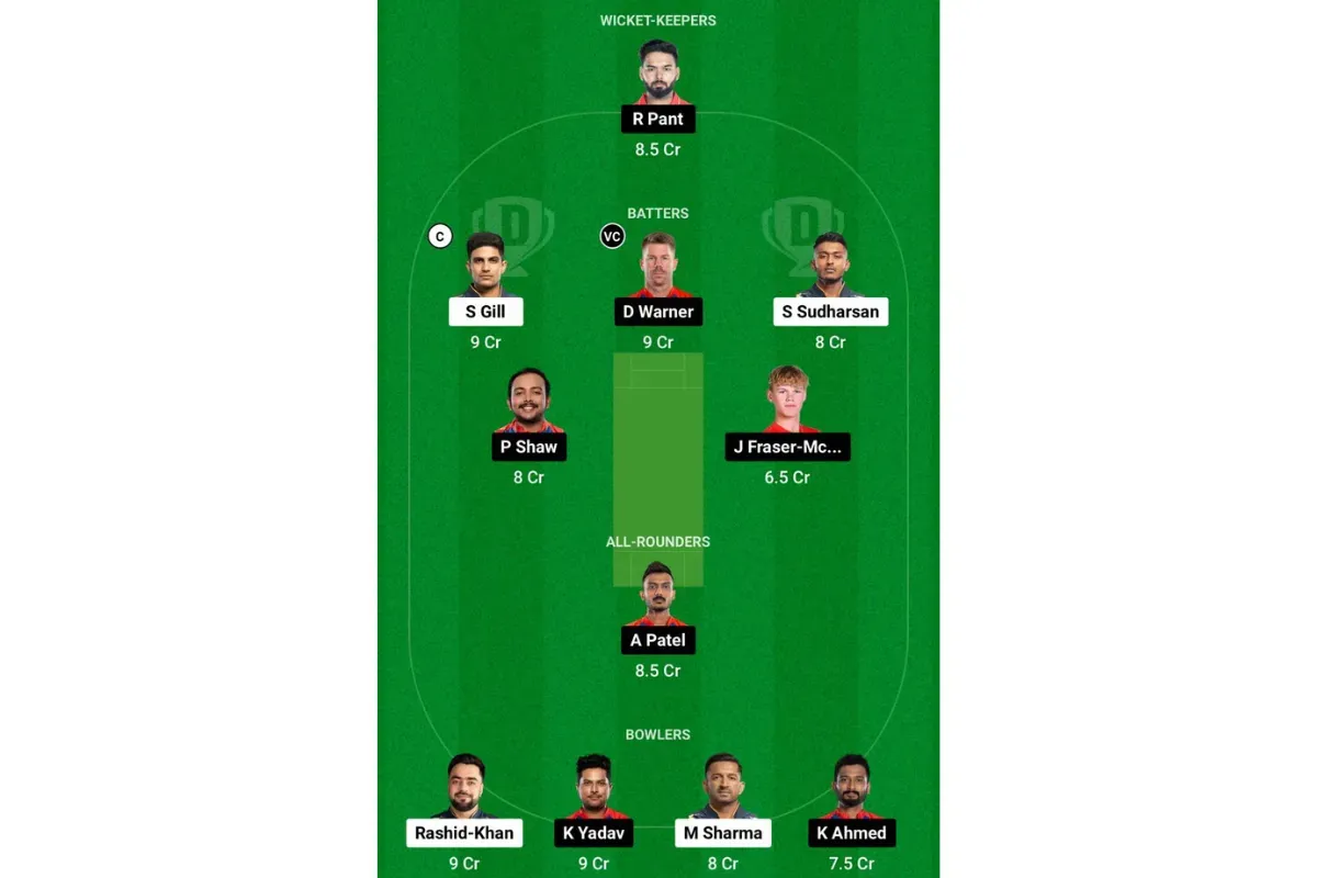 GT vs DC Dream11 Prediction Team - 1