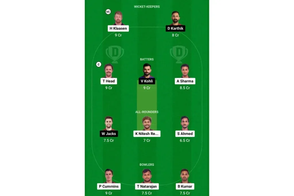 SRH vs RCB Dream11