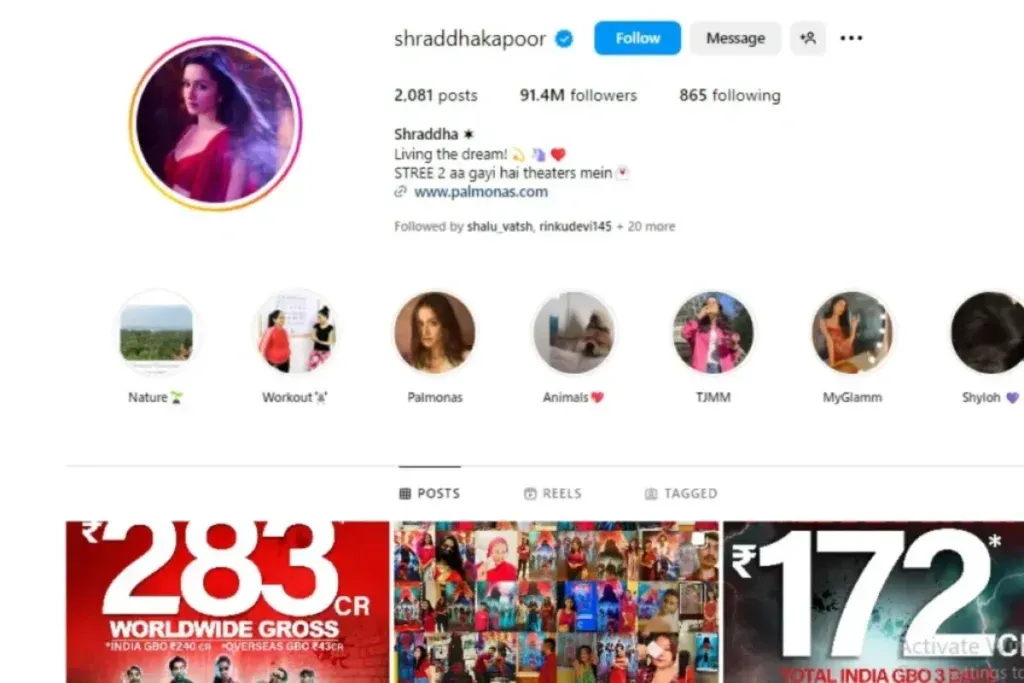Shraddha Kapoor Instagram Account