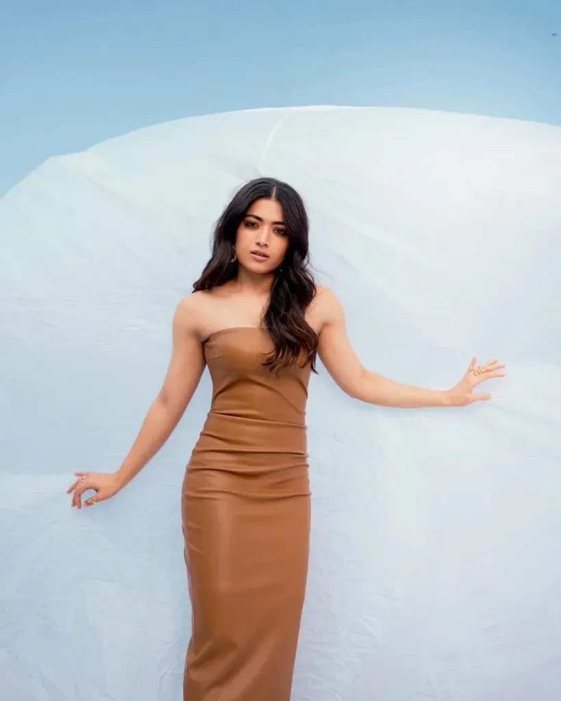 Rashmika in Brown Bodycon Dress