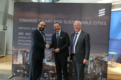 Mehmet Kaplan, Sweden’s Hon’ble Minister for Housing, Urban Development and Information Technology;  Paolo Colella, Head of Region India, Ericsson; H.E. Mr Harald Sandberg, Ambassador of Sweden to India at Ericsson Forum, Gurgaon