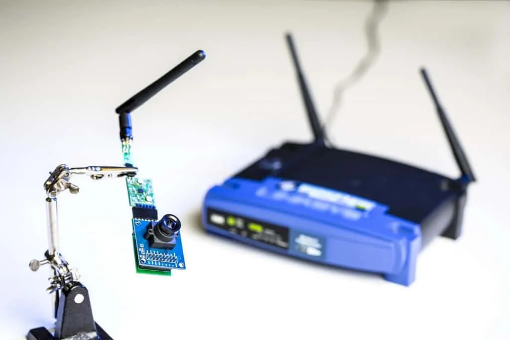 The UW team used ambient signals from this Wi-Fi router to power sensors in a low-resolution camera and other devices