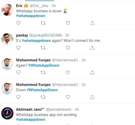 WhatsApp Business Down