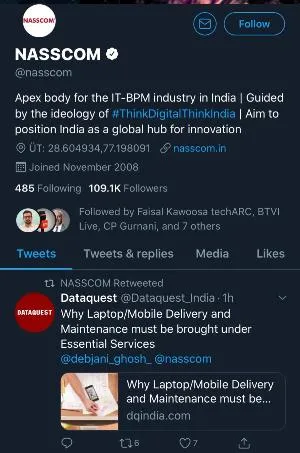NASSCOM tweet