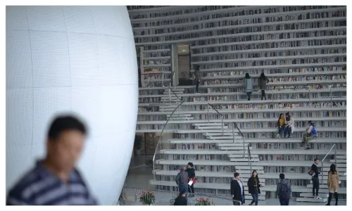Inside the Tianjin Binhai Library, China