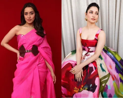Florian styled actress Shraddha Kapoor for the Red Sea Film Festival and (R) a look created for Tamannaah Bhatia
