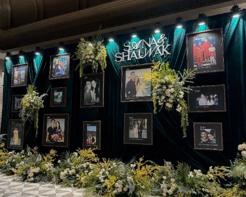 Creating a timeline wall at the wedding