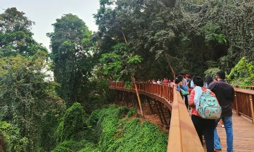 Trying out the city's new elevated walkway