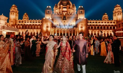 The regal venue was bedecked with light 