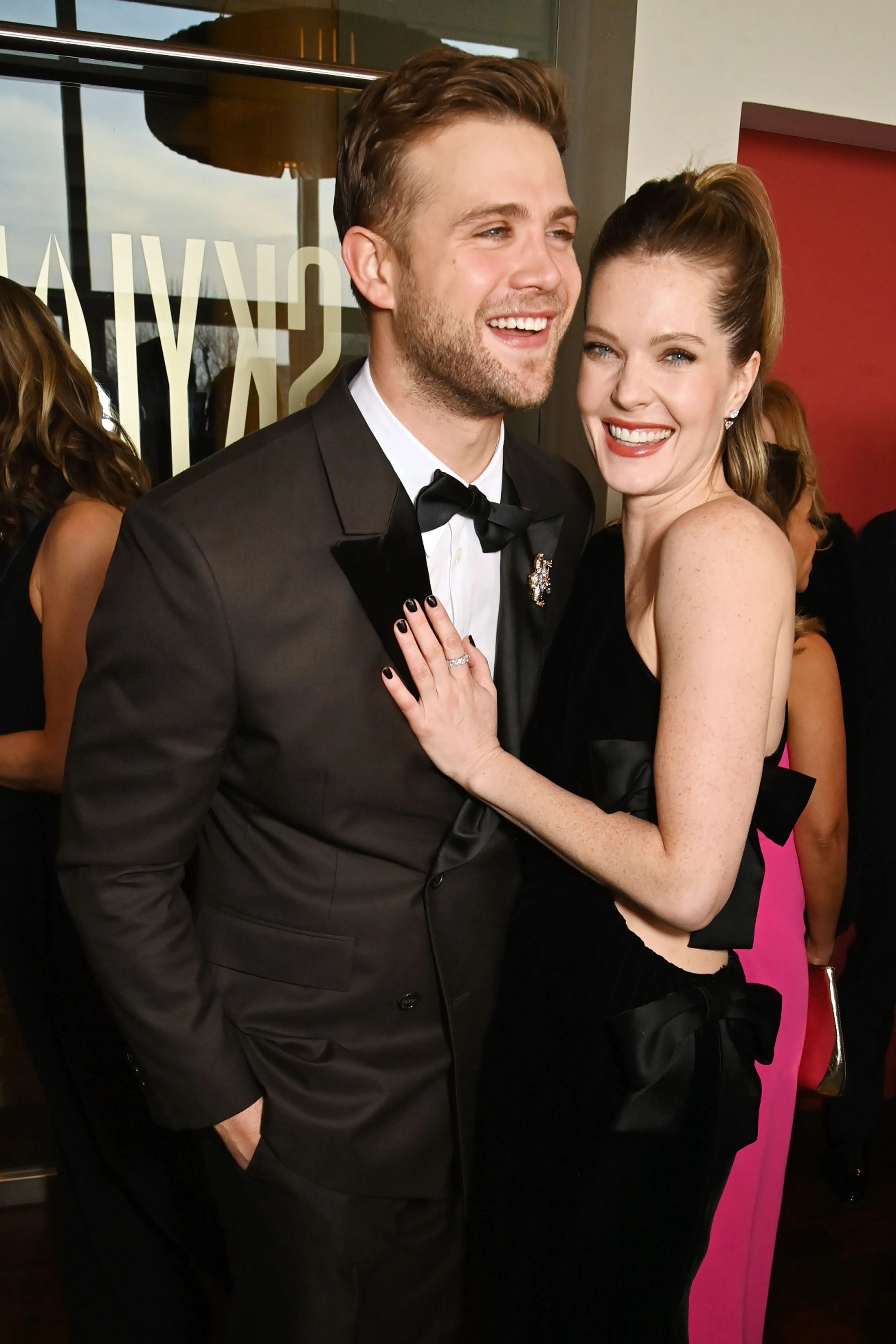 london, england february 16 leo woodall and meghann fahy attend the ee bafta film awards 2025 champagne reception at the royal festival hall on february 16, 2025 in london, england photo by dave benettbaftagetty images for bafta