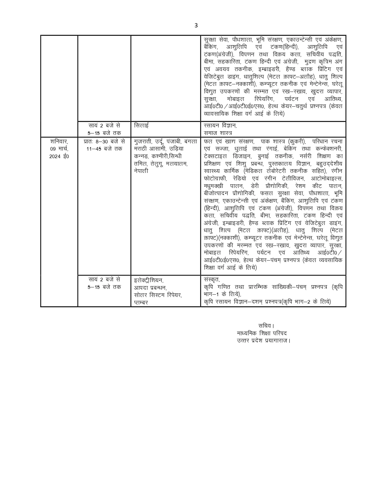 UP Board Exam Schedule 3