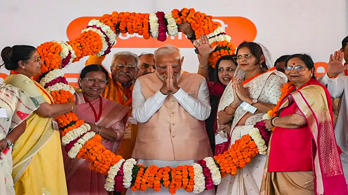 Narendra Modi at Meerut Rally PTI